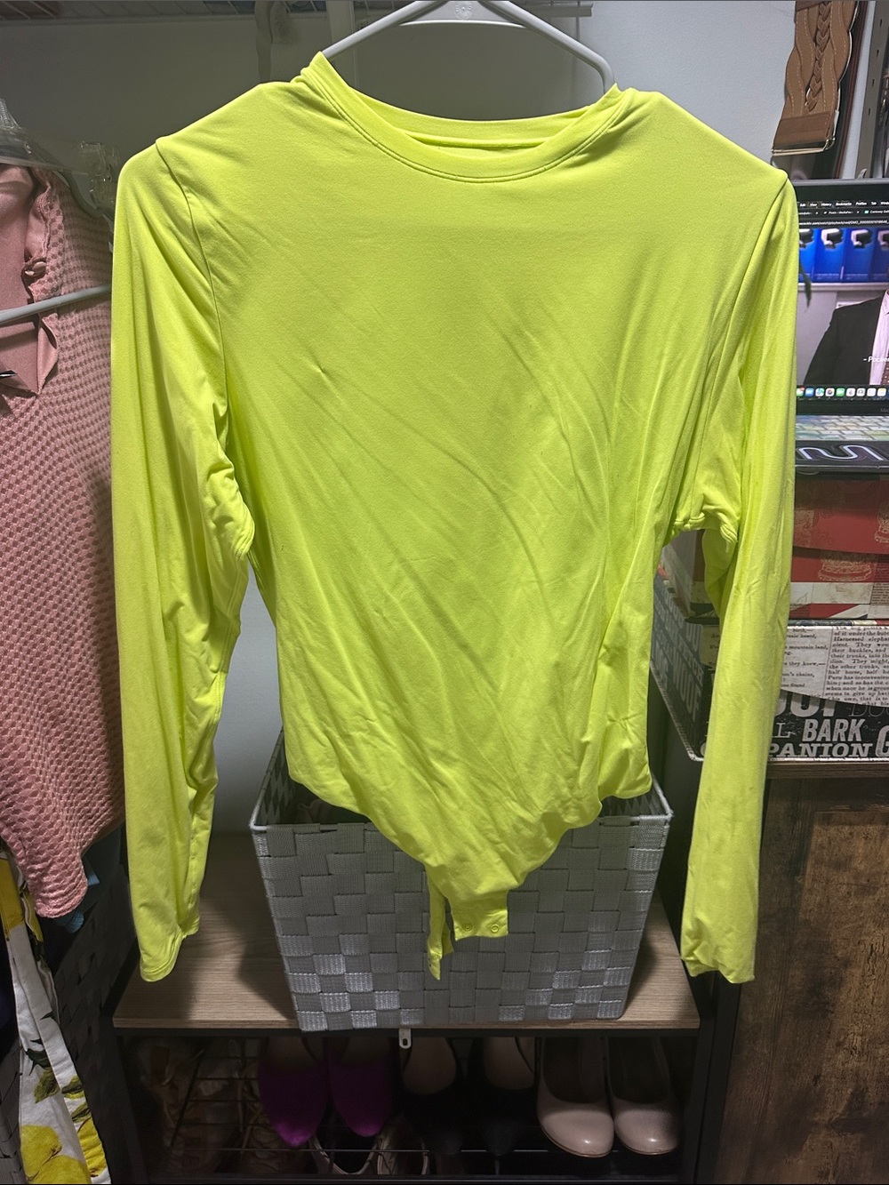 Skims XL Neon Yellow Long-Sleeve Women’s Bodysuit